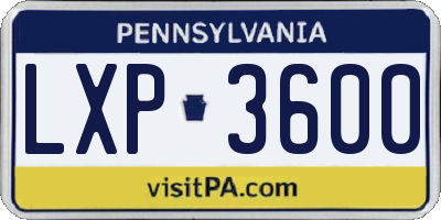 PA license plate LXP3600