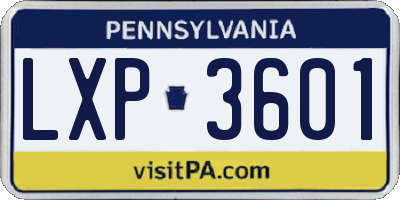 PA license plate LXP3601