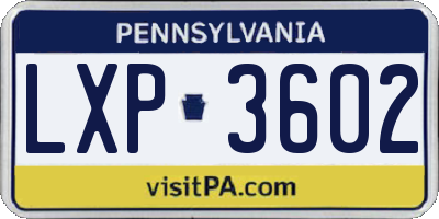 PA license plate LXP3602