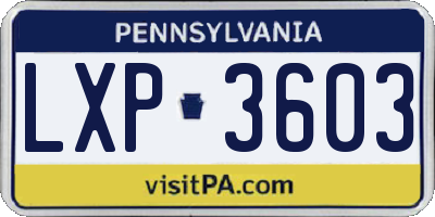 PA license plate LXP3603