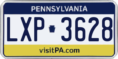 PA license plate LXP3628