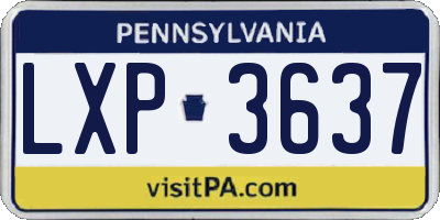 PA license plate LXP3637