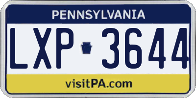 PA license plate LXP3644