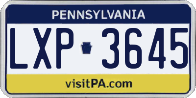 PA license plate LXP3645