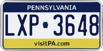 PA license plate LXP3648