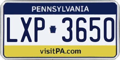 PA license plate LXP3650