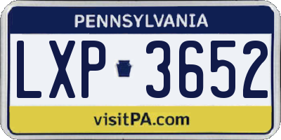 PA license plate LXP3652