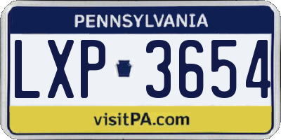 PA license plate LXP3654