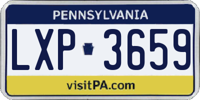 PA license plate LXP3659