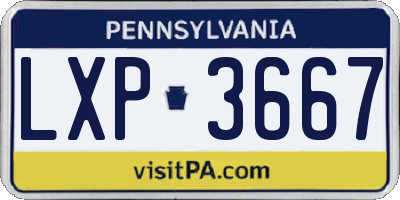 PA license plate LXP3667