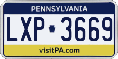 PA license plate LXP3669