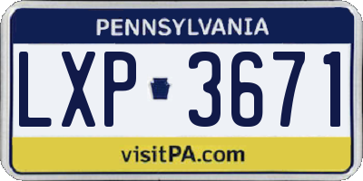 PA license plate LXP3671