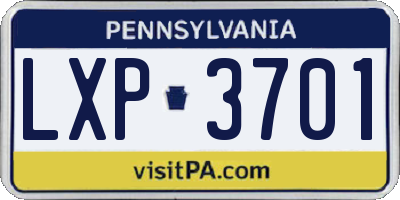 PA license plate LXP3701