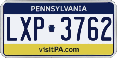 PA license plate LXP3762