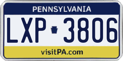 PA license plate LXP3806
