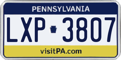 PA license plate LXP3807