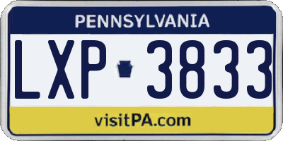 PA license plate LXP3833