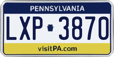 PA license plate LXP3870