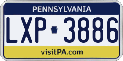 PA license plate LXP3886