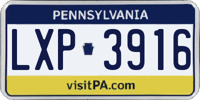 PA license plate LXP3916