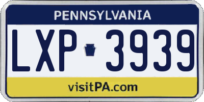 PA license plate LXP3939