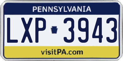 PA license plate LXP3943