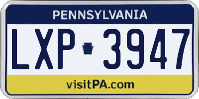 PA license plate LXP3947