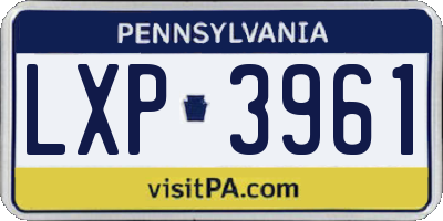 PA license plate LXP3961