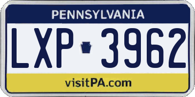 PA license plate LXP3962