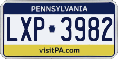 PA license plate LXP3982