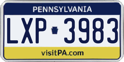 PA license plate LXP3983
