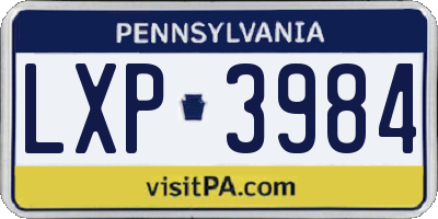 PA license plate LXP3984