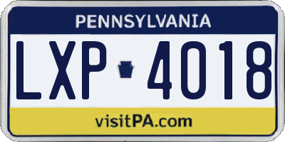 PA license plate LXP4018