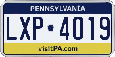 PA license plate LXP4019