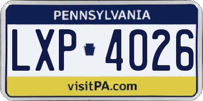 PA license plate LXP4026