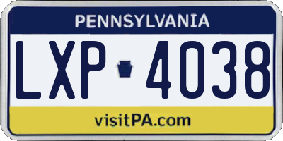 PA license plate LXP4038