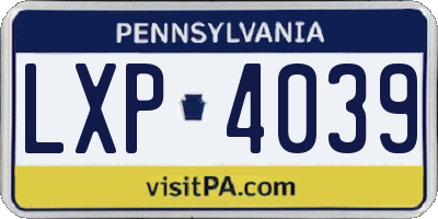 PA license plate LXP4039