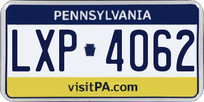 PA license plate LXP4062