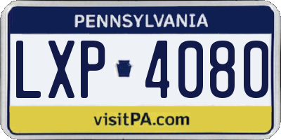 PA license plate LXP4080