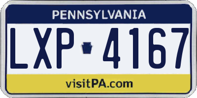 PA license plate LXP4167