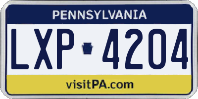 PA license plate LXP4204
