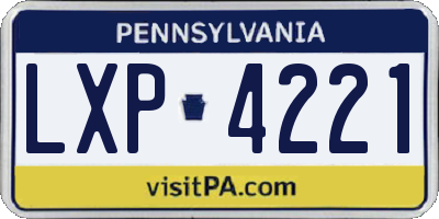 PA license plate LXP4221