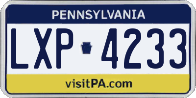 PA license plate LXP4233