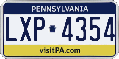 PA license plate LXP4354