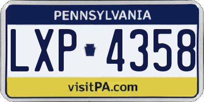 PA license plate LXP4358