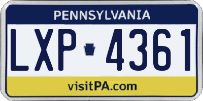PA license plate LXP4361
