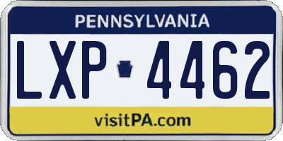 PA license plate LXP4462