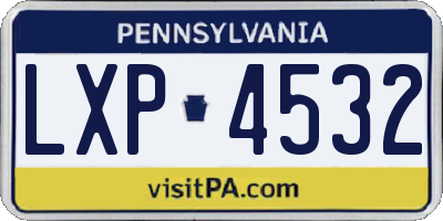 PA license plate LXP4532