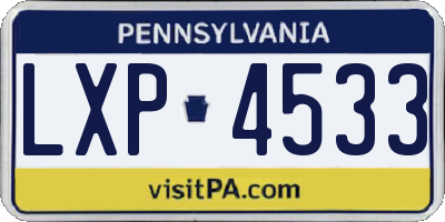 PA license plate LXP4533
