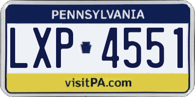 PA license plate LXP4551